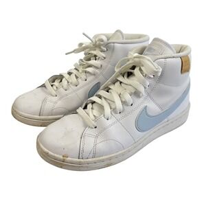 Nike Court Royale 2 Mid White Light Blue Leather High Top Sneakers Womens‎ 8